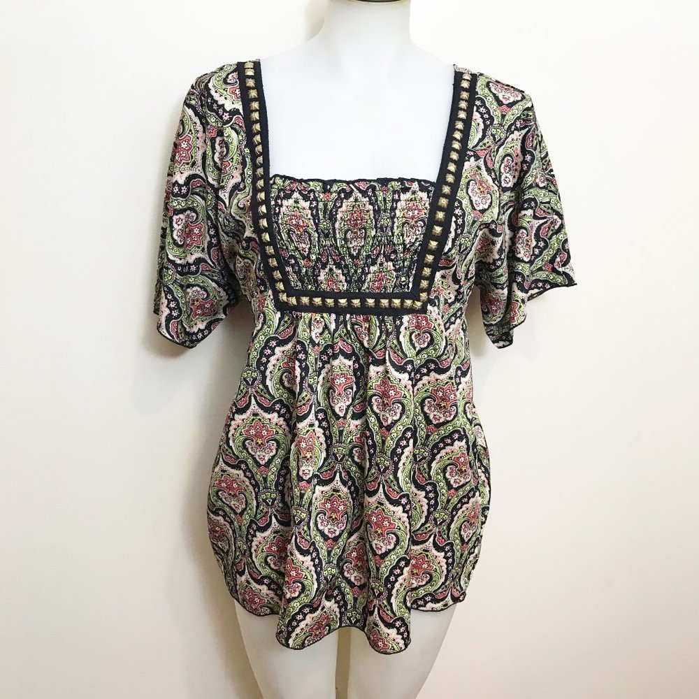 3/$20 Boho Blouse With studs and Smocking 🌻